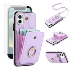 Imagem de Asuwish Capa de celular para iPhone 12 Pro iPhone12 6.1 carteira com protetor de tela e alça transversal anel suporte RFID suporte para cartão de crédito iPhone12pro 5G i 12s 12pro mulheres meninas