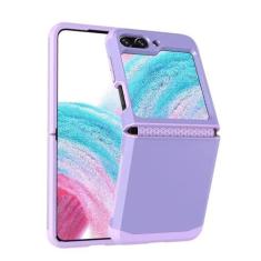 Imagem de Capa de telefone integrada com dobradiça de armadura galvanizada para Samsung Galaxy Z Flip 5 4 3 Flip5 Flip4 Flip3 5G Capa protetora rígida, rosa roxo, para Galaxy Z Flip 3 5G