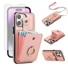 Imagem de Capa de celular para iPhone 12 Pro Max 6.7 carteira com protetor de tela, alça transversal, anel com suporte RFID para cartão de crédito, iPhone12promax 5G i 12s Plus, iPhone12 12pro Promax, mulheres,