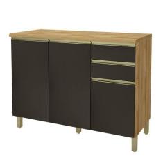 Imagem de Balcão De Cozinha Para Pia 120 Cm 3 Portas 2 Gavetas Castani/Chumbo 61