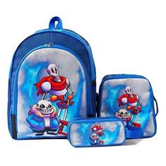 Imagem de Mochila Undertale Sans E Papyrus Costas Lacheira Estojo Kit