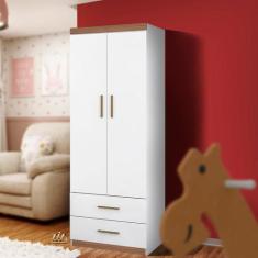 Imagem de Guarda Roupa Infantil 2 Portas 2 Gavetas Branco Amadeirado Chiara Phoe