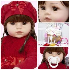 Imagem de Boneca Reborn Bebê Real 100% Silicone 24 Acessórios Luxo - Cegonha Reb