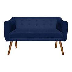 Imagem de Sofá Retrô Namoradeira Julia 2 Lugares Suede Azul Marinho - D'Rossi