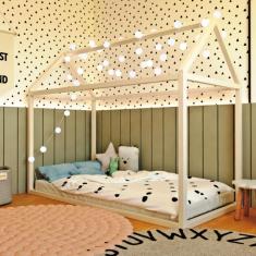 Imagem de Cama Casinha Infantil Liberdade Ludika Mobilia Branco Acetinado