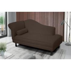 Imagem de Recamier divã larissa liso 140cm lado esquerdo suede marrom - VH MOVEI