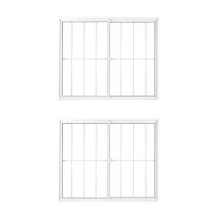 Imagem de Kit com 2 Janelas de Alumínio de Correr 100x150cm 2 Folhas com Grade e Vidro Liso Linha Soft MGM Branco