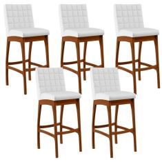 Imagem de Kit 05 Banquetas Altas Mila Facto Branco Fosco