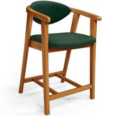 Imagem de Banqueta Baixa Para Cozinha Bancada Cecília L02 Couríssimo Verde Musgo