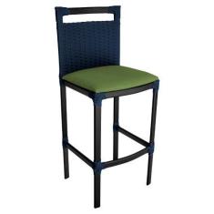 Imagem de Banqueta Alta Vigor em Alumínio e Corda Náutica Azul - Acesse Móveis, 