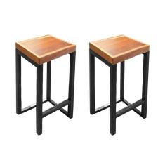 Imagem de Kit 2 Banquetas Bistro Premium Estilo Industrial Preto