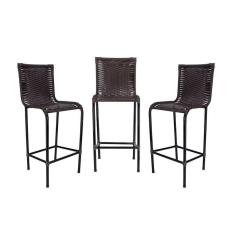 Imagem de Kit 3 Banquetas Alta Diplomata Fibra Sintética Tabaco