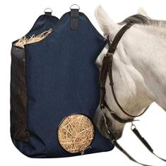 Imagem de ZELARMAN Bolsa de feno para cavalos com grande capacidade, redes de feno para alimentação lenta, bolsa de alimentação de couro para cavalos, ovelhas