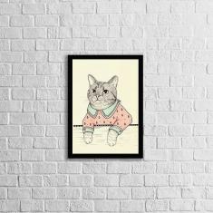 Imagem de Quadro Decorativo Gatinha Vintage 45x34cm