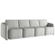 Imagem de Sofá Cama Casal Para Sala 356cm Polska K04 Linho Cinza - Mpozenato