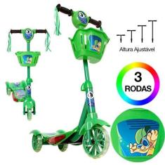 Imagem de Patinete De Menino 3 Rodas Verde Brinquedo Criança Com Led - Zein
