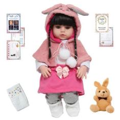 Imagem de Boneca Reborn Morena Realista Menina Coelhinha Princesa 46cm - Cegonha