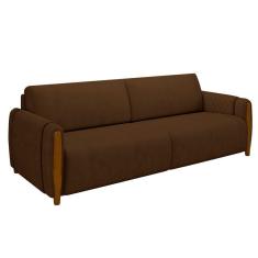 Imagem de Sofá 3 Lugares 223cm Pés Madeira Amaranto M22 Veludo Marrom - Mpozenato