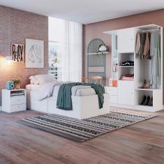 Imagem de Quarto Com Cama Solteiro Completo Branco Tókio Art In Móveis