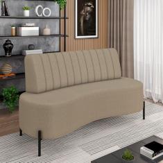 Imagem de Sofá Living Decorativo 2 Lugares 1,35M Katara Pés de Ferro Bouclê Bege G33 - Gran Belo