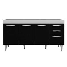 Imagem de Balcão Gabinete de Pia Áustria 160cm 04 Portas 02 Gavetas Branco/Preto - Lumil Móveis