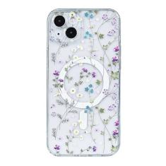 Imagem de Eiyikof Capa magnética fosca translúcida compatível com iPhone 14 Plus [capa MagSafe luxuosa à prova de choque] [capa traseira rígida com estampa de flores fofas] para iPhone 14 Plus para mulheres e