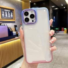 Imagem de Capa de telefone de cor gradiente transparente 2 em 1 de luxo para iPhone 14 13 12 11 Pro Max X XR XS Max 14 Capa de lente à prova de choque, BU, PK, para iPhone 14