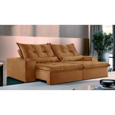 Imagem de Sofá 5 Lugares Retrátil e Reclinável Galícia Veludo com Molas Cobre Terracota