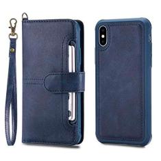 Imagem de Capa Flip Folio para iPhone 14 Plus 12 13 Pro XR Luxo Carteira de Couro Destacável Capa para Telefone Capa Imã para iPhone 11 XS Max 78, Azul, Para iPhone 13