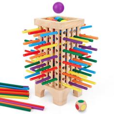 Imagem de Jogo de tabuleiro de madeira Montessori Japace com 42 palitos e dados