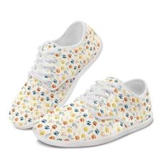 Imagem de GOSTONG Tênis de corrida masculino com sola Zero Drop Sola, tênis de caminhada antiderrapante branco 34-48, Estampa colorida de pata, 36