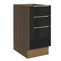Imagem de Balcão Madesa Lux 40 cm 3 Gavetas (sem Tampo) - Rustic/preto