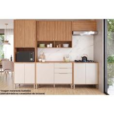 Imagem de Cozinha Completa Divina 5 Peças (2Aéreos+2Balcões+1Paneleiro) CZ002 Freijo/Off White - MGM