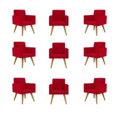 Imagem de Kit 09 Cadeiras Poltronas Decorativa - Escritório - Recepção Cor:vermelho