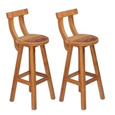 Imagem de Kit 2 Banquetas Alta com Encosto Madeira Maciça - Natural