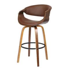 Imagem de Banqueta Nicole PU Marrom Base Madeira 103cm - 60531