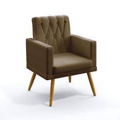 Imagem de Poltrona Nina Com Rodapé e Botões Sued Capuccino Aradecor