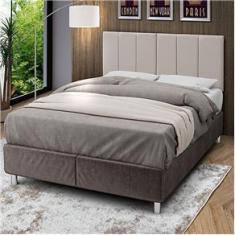 Imagem de Cabeceira Queen 1,60 Almofadada Sued  Bege Laura Ofertamo