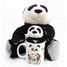 Imagem de Presente Feliz Natal Ursos 15cm + 35cm De Pelúcia Na Caneca