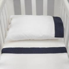 Imagem de Jogo De Lençol Para Mini Berço 3 Peças Poá Ul Marinho - Tropical Baby