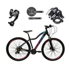 Imagem de Bicicleta Feminina Aro 29 Ksw Mwza 27v Câmbios Shimano Altus Freios Hidráulicos - Preto-pink-azul Tam.17