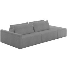 Imagem de Sofá Ilha Modular Para Sala 252cm Com Puff Dublin K01 Bouclê Cinza - L