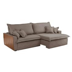 Imagem de sofá 3 lugares retrátil e reclinável faroé linho marrom 236 cm