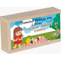 Imagem de Brinquedo Educativo Domino Frutas Em Libras Em Mdf 28 Peças - Carlu Br