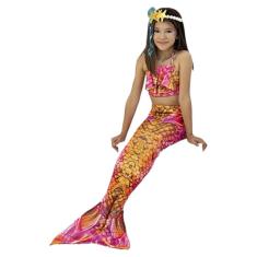 Imagem de Fantasia Sereia Infantil Yara Ariel Aniversário Fundo do Mar Festa Folclore Bloquinho Carnaval Dia das Crianças