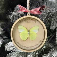 Imagem de Enfeites de madeira de Natal com borboleta, decoração comemorativa, presentes feitos à mão para a perda do ente querido, ideias de presente de luto, decoração de presente de simpatia para casa quarto