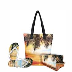 Imagem de Kit Praia Feminino Pôr do Sol com Bolsa, Necessaire e Chinelo, Magicc KIT-181