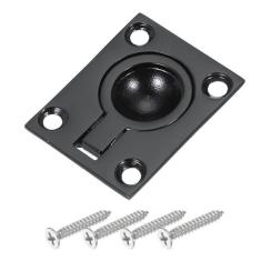 Imagem de PATIKIL Puxadores de anel de tração nivelados de 3,7/20.3 cm x 1-1/2, trinco de porta embutido quadrado de aço inoxidável 316 com parafuso para móveis de iate marítimo, preto