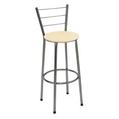 Imagem de Kit 2 Banquetas Alta Cromada Com Assento Bege Fortmix