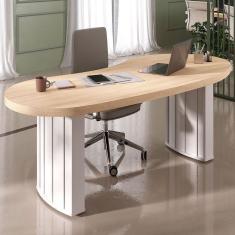 Imagem de Mesa para Escritório Tamburato Organic Carvalho/Branco - Artany Móveis